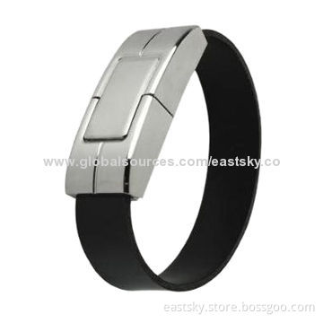 Custom Leather Bracelet Style USB Drive, No Driver Needed, Over Ten Years of Data Retention